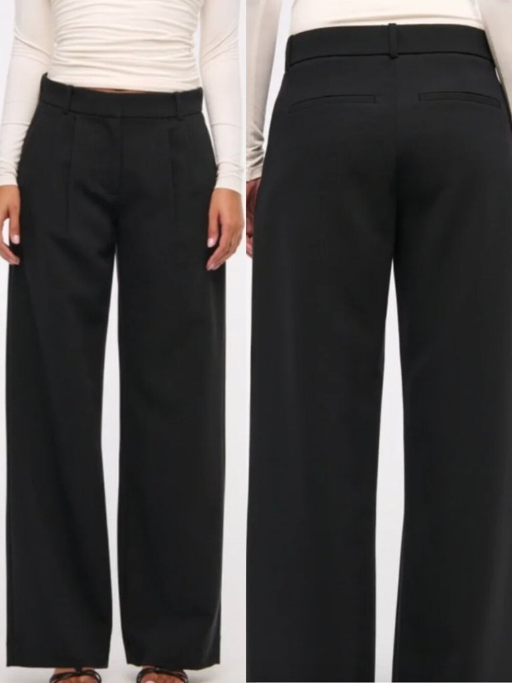NWT Abercrombie & Fitch Black Low Rise Sloane Wide Leg Pants